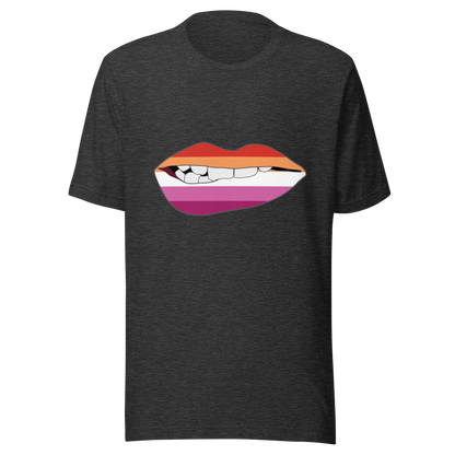 Biting Lips - Lesbian Flag Unisex t-shirt