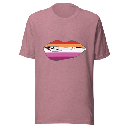 Biting Lips - Lesbian Flag Unisex t-shirt