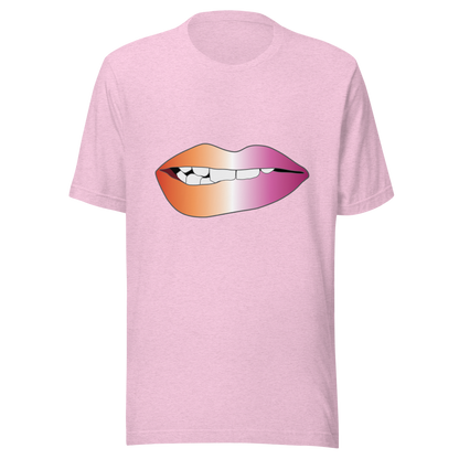 Biting Lips - Lesbian Pride - Gradient Unisex t-shirt