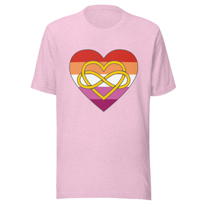 Polyamory Infinity Heart Lesbian Pride Unisex t-shirt