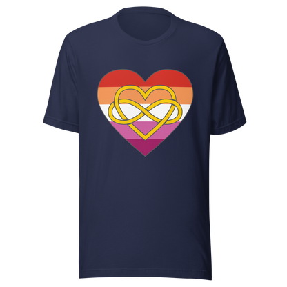 Polyamory Infinity Heart Lesbian Pride Unisex t-shirt