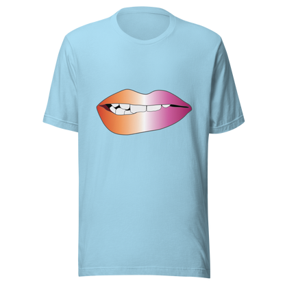 Biting Lips - Lesbian Pride - Gradient Unisex t-shirt