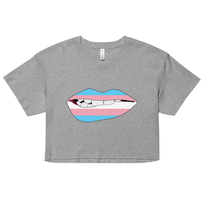 Biting Lips - Transgender Flag Women’s crop top