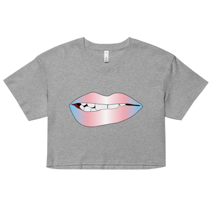 Biting Lips - Transgender Pride - Gradient Women’s crop top