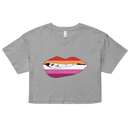 Biting Lips - Lesbian Flag Women’s crop top