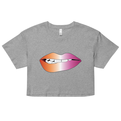 Biting Lips - Lesbian Pride - Gradient Women’s crop top