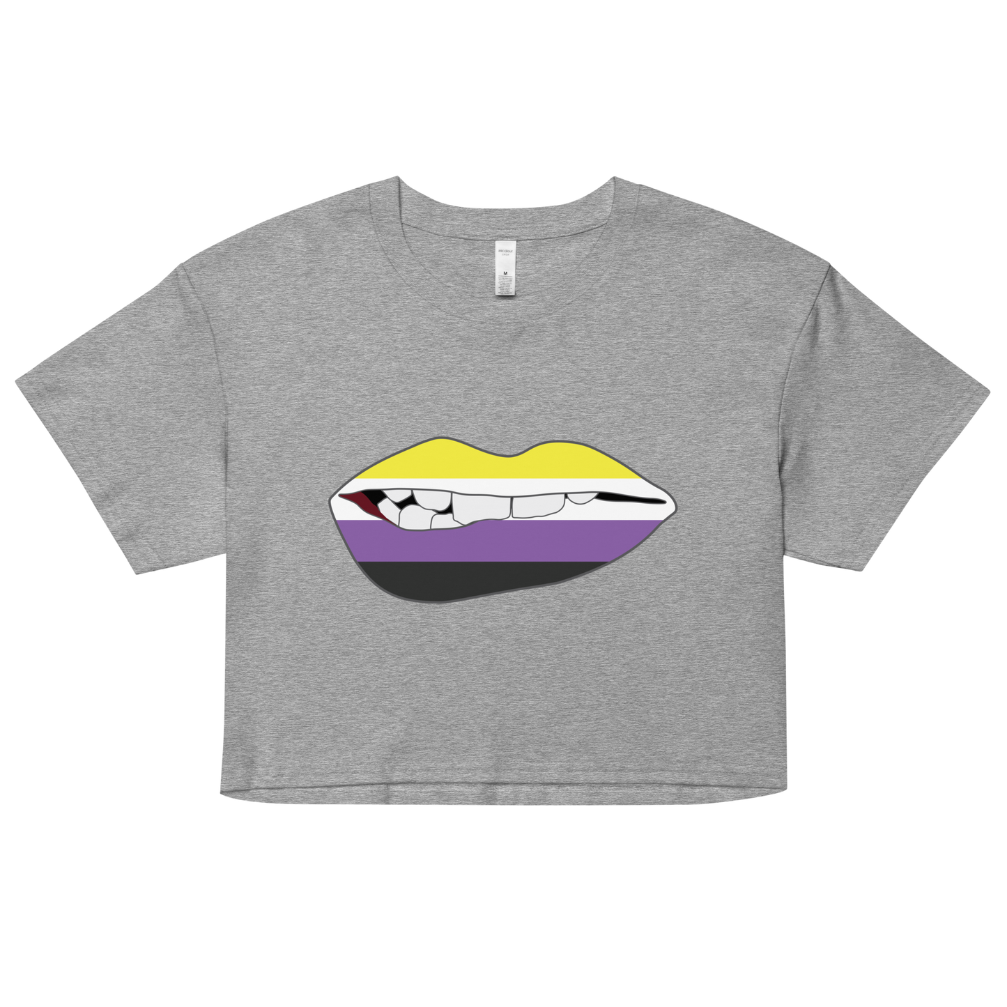 Biting Lips - Non-binary Flag Women’s crop top