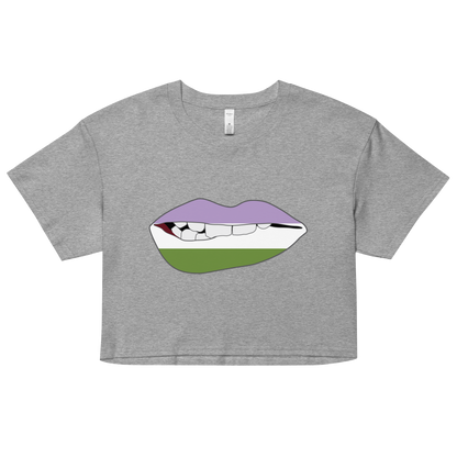 Biting Lips - Genderqueer Flag Women’s crop top