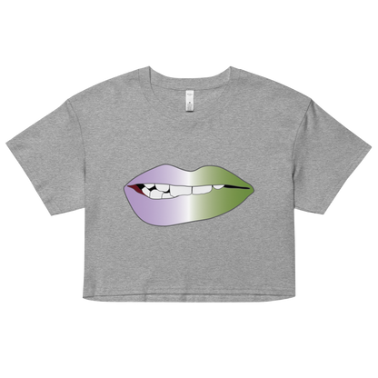 Biting Lips - Genderqueer  Pride - Gradient Women’s crop top