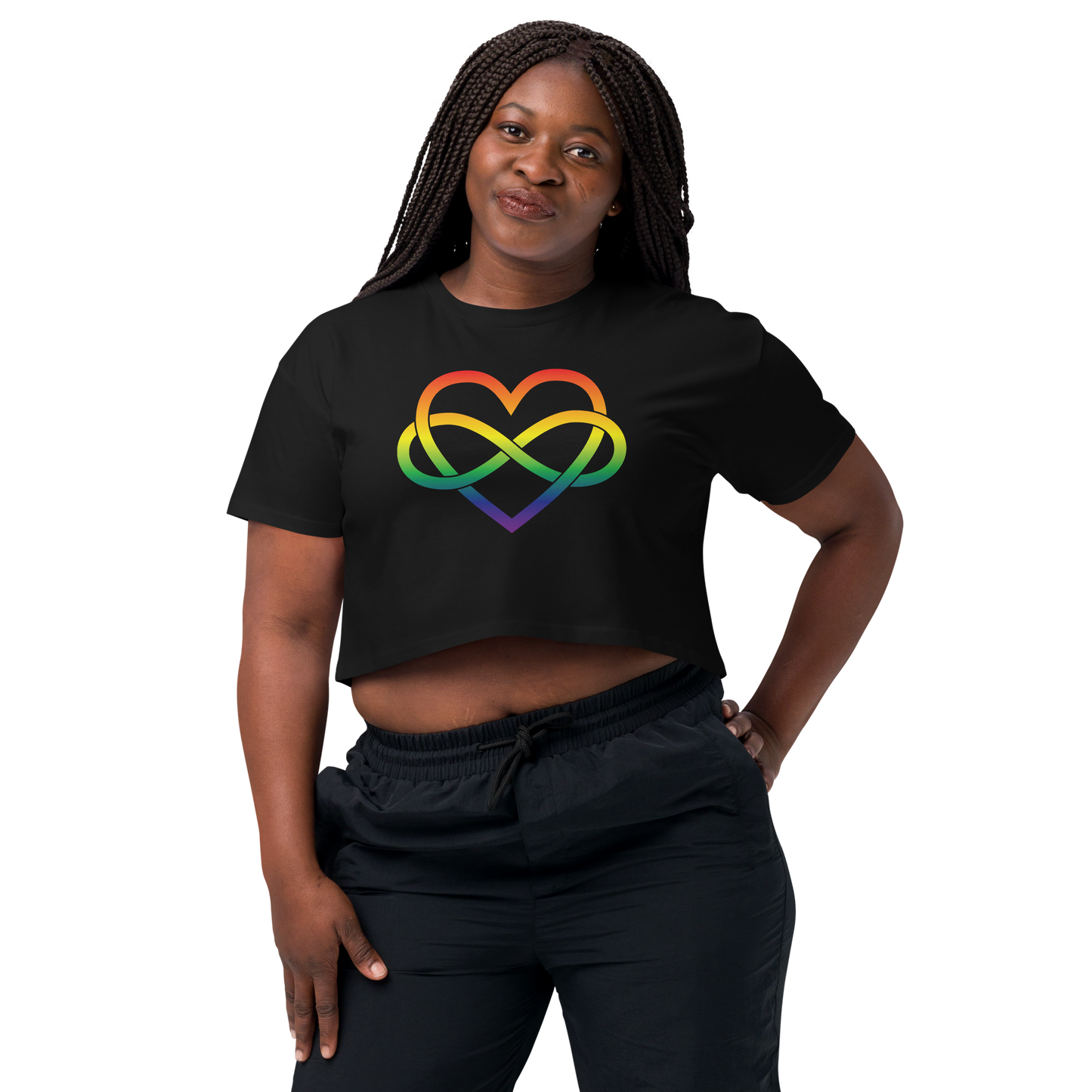 Polyamory Infinity Heart - Rainbow Women’s crop top