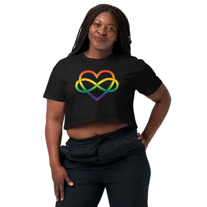 Polyamory Infinity Heart - Rainbow Women’s crop top