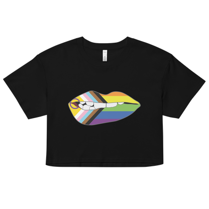 Biting Lips - Progress Pride Flag Women’s crop top