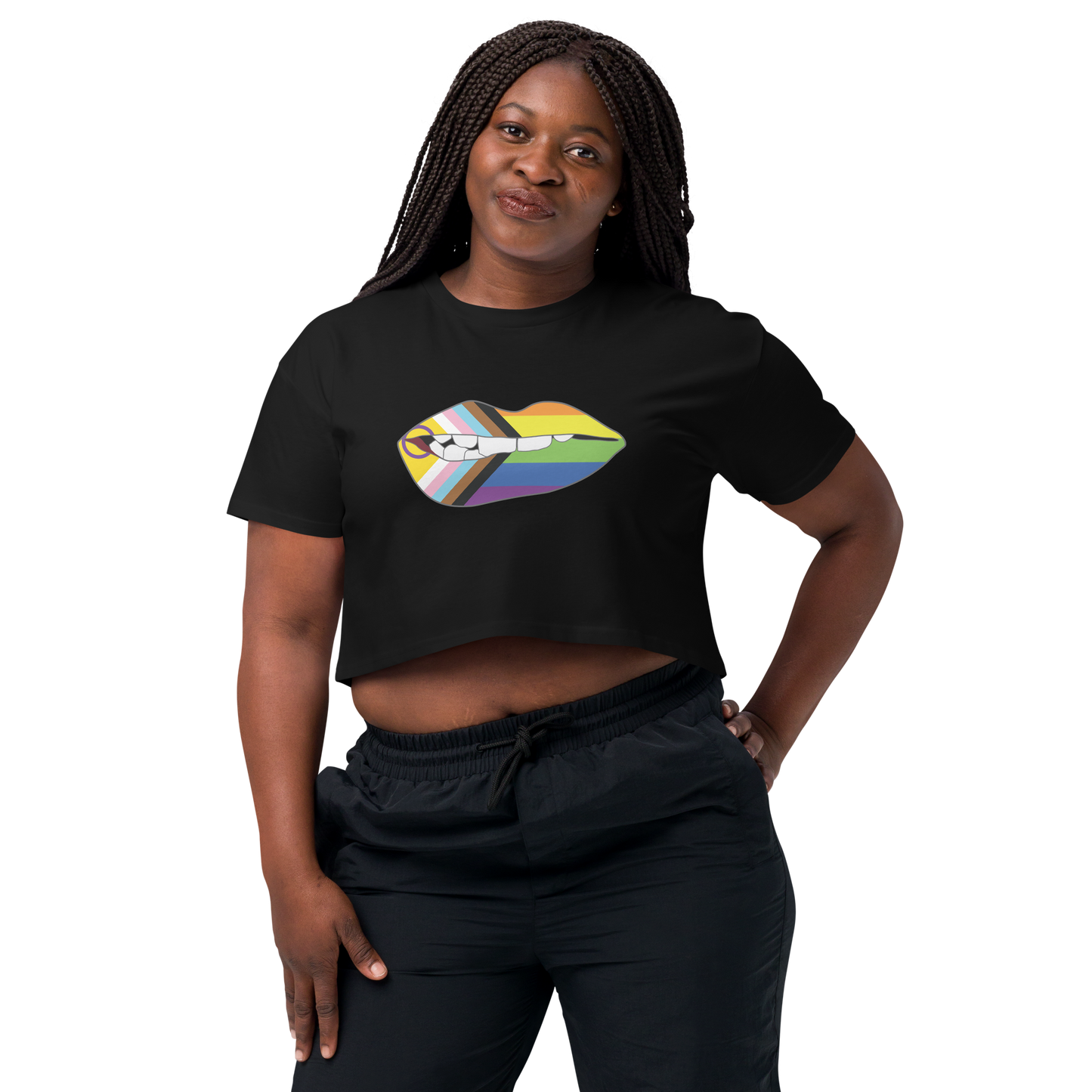 Biting Lips - Progress Pride Flag Women’s crop top