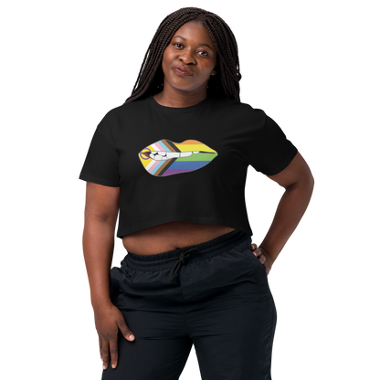 Biting Lips - Progress Pride Flag Women’s crop top