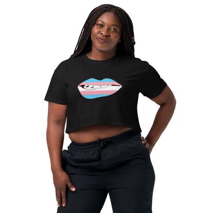 Biting Lips - Transgender Flag Women’s crop top