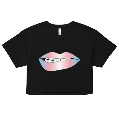 Biting Lips - Transgender Pride - Gradient Women’s crop top