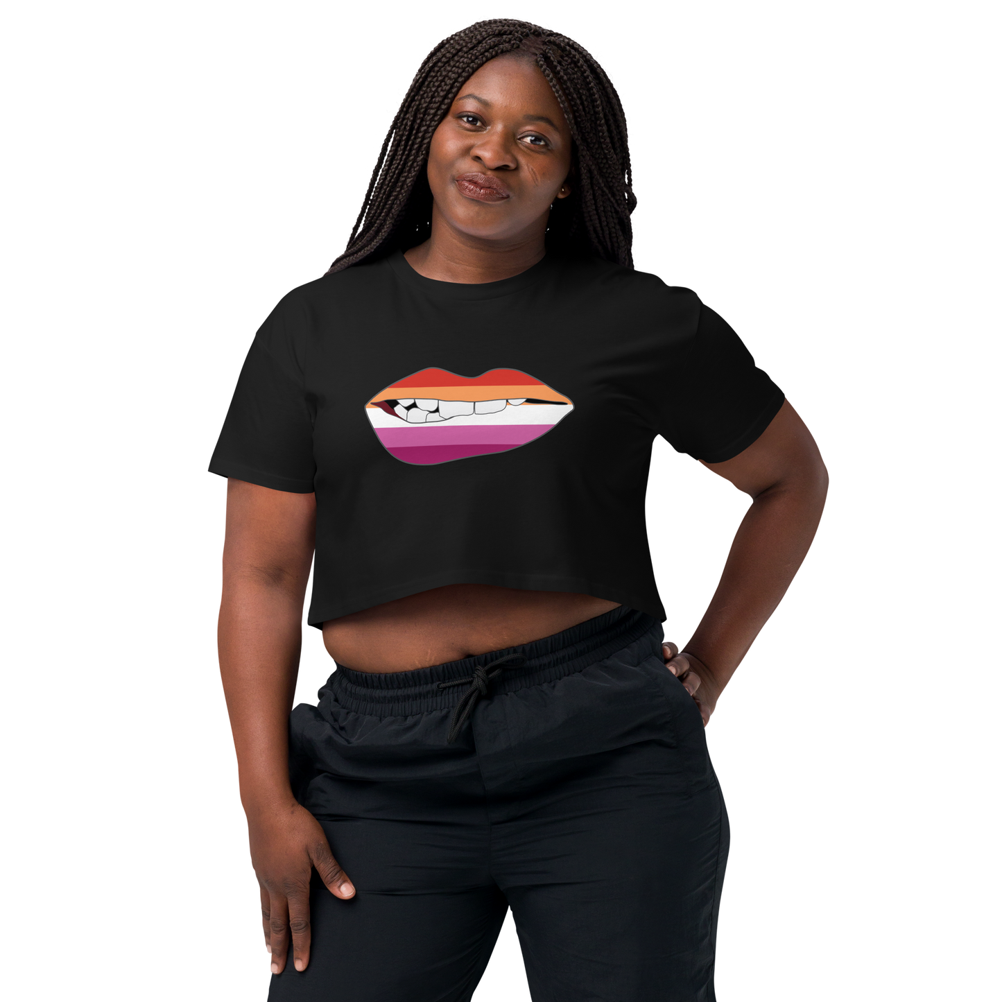 Biting Lips - Lesbian Flag Women’s crop top