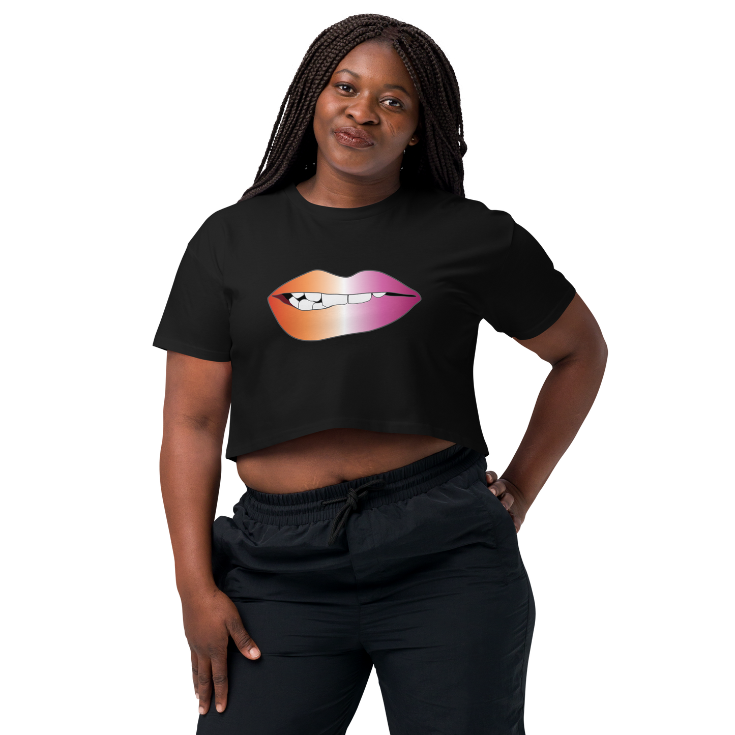 Biting Lips - Lesbian Pride - Gradient Women’s crop top