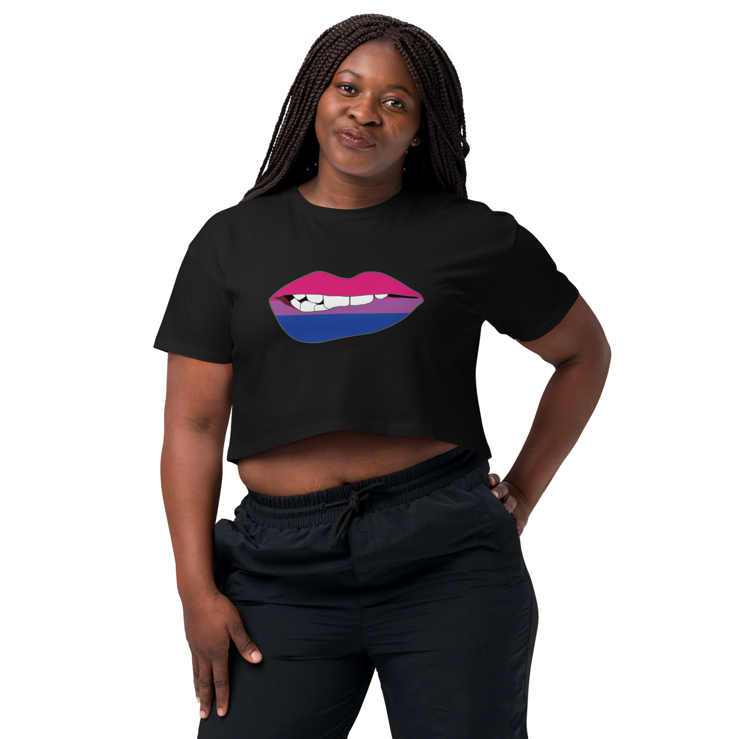 Biting Lips - Bisexual Flag Women’s crop top