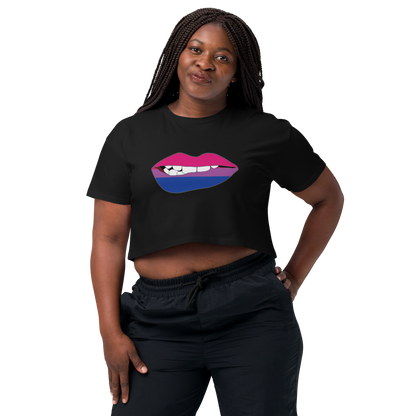 Biting Lips - Bisexual Flag Women’s crop top