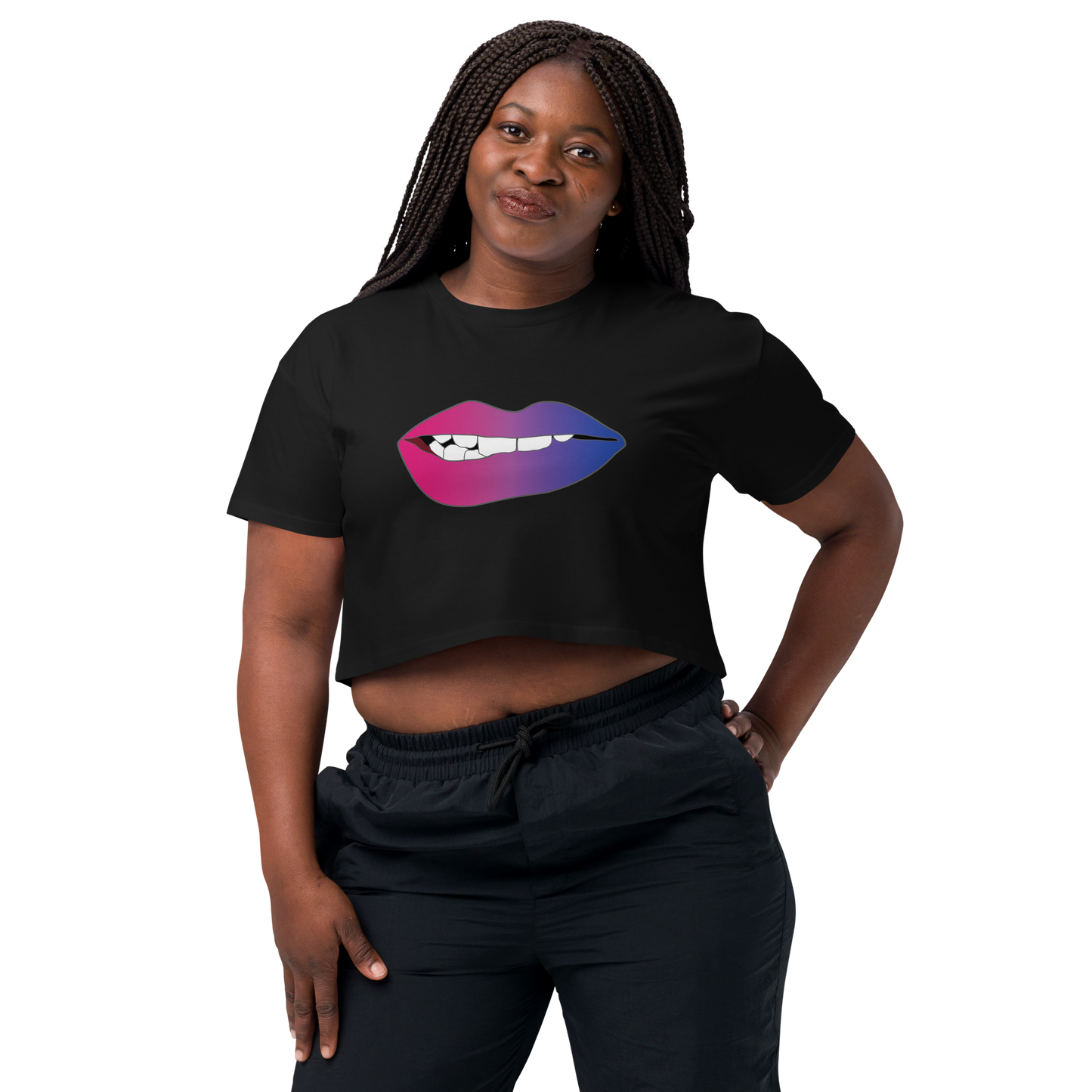 Biting Lips - Bisexual Pride - Gradient Women’s crop top