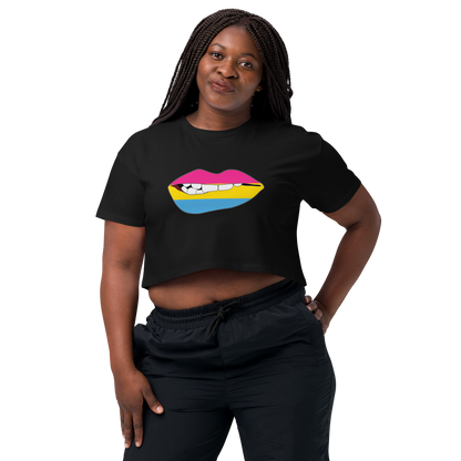 Biting Lips - Pansexual Flag Women’s crop top