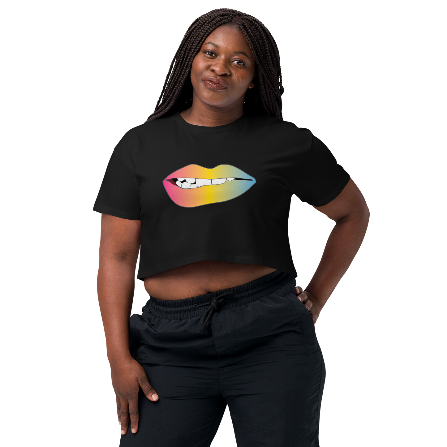 Biting Lips - Pansexual Pride - Gradient Women’s crop top