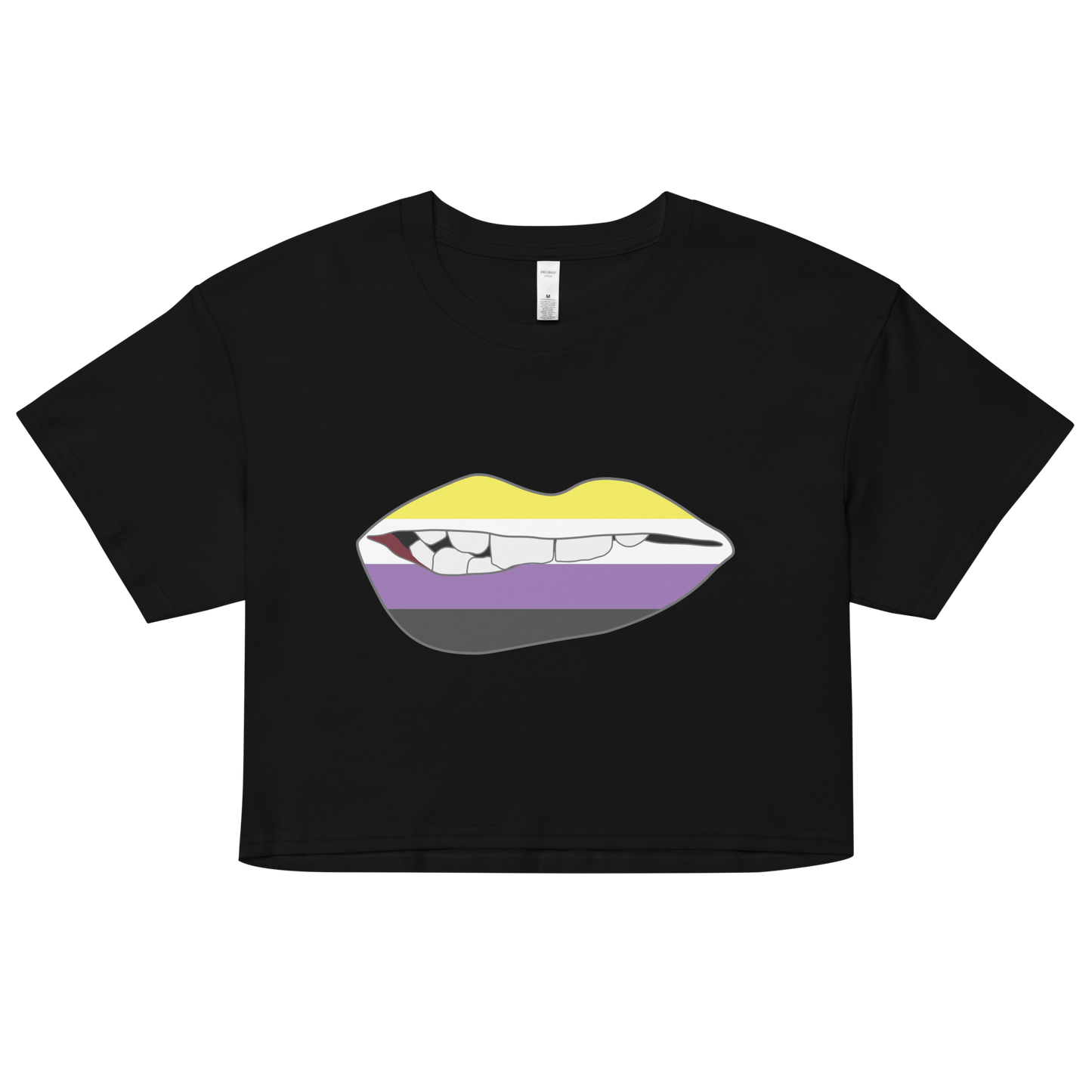 Biting Lips - Non-binary Flag Women’s crop top