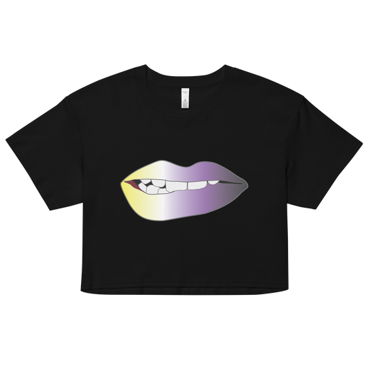 Biting Lips - Non-binary Pride - Gradient Women’s crop top