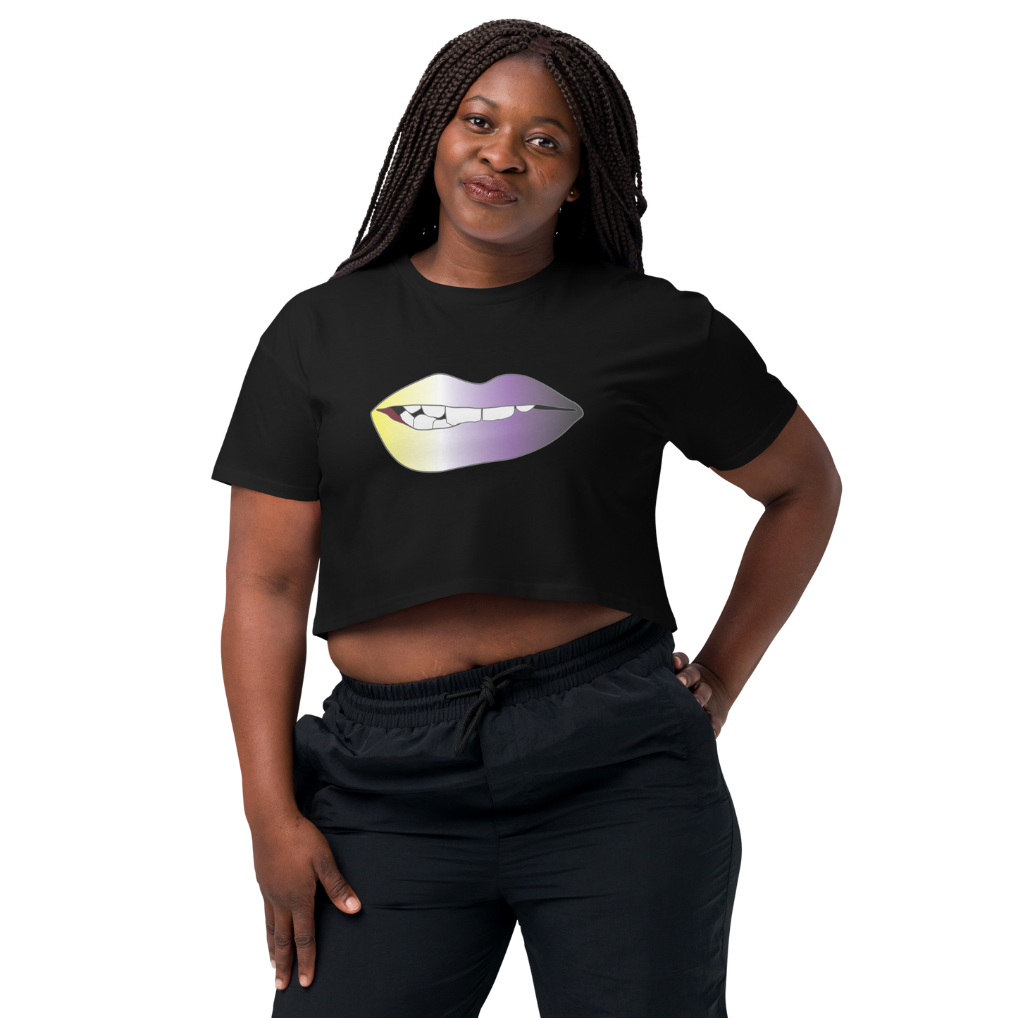 Biting Lips - Non-binary Pride - Gradient Women’s crop top