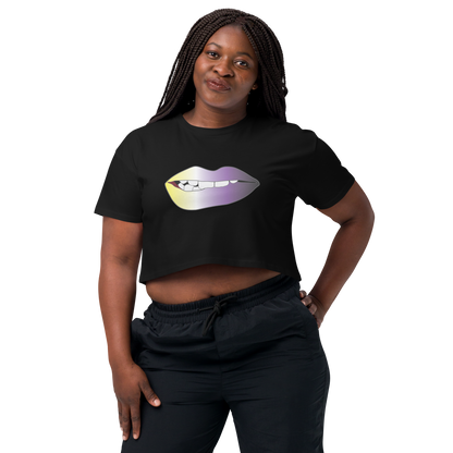 Biting Lips - Non-binary Pride - Gradient Women’s crop top