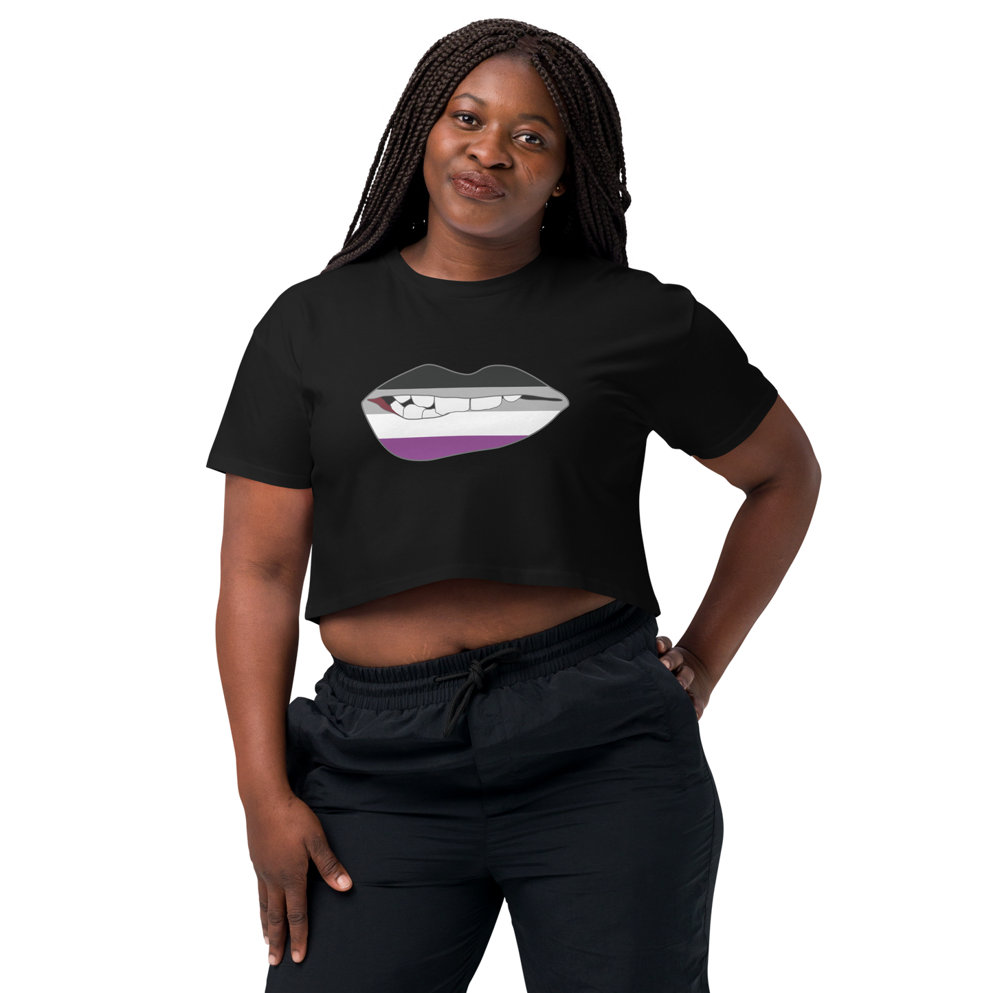 Biting Lips - Asexual Flag Women’s crop top