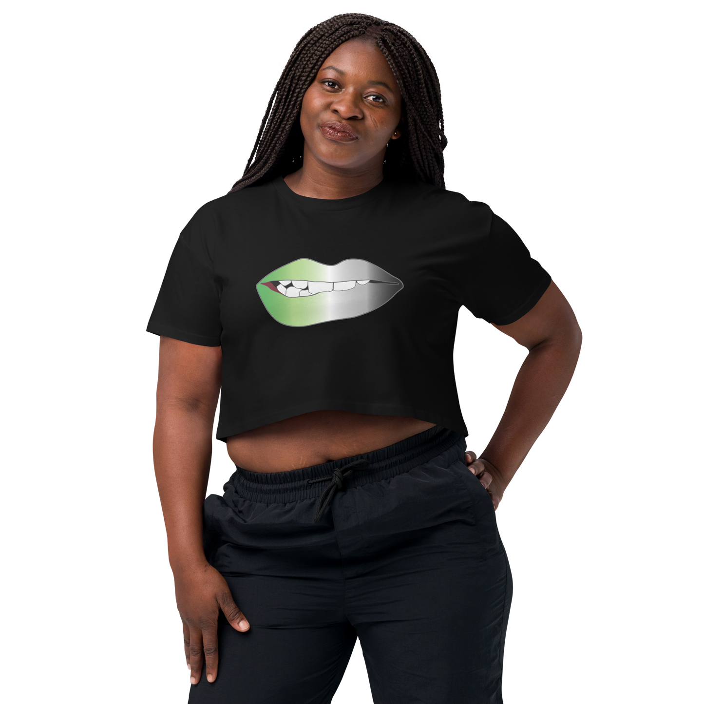 Biting Lips - Aromantic Pride - Gradient Women’s crop top