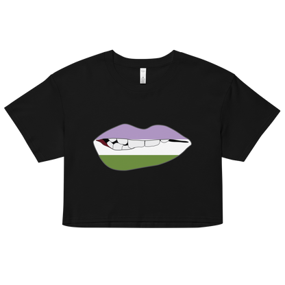 Biting Lips - Genderqueer Flag Women’s crop top