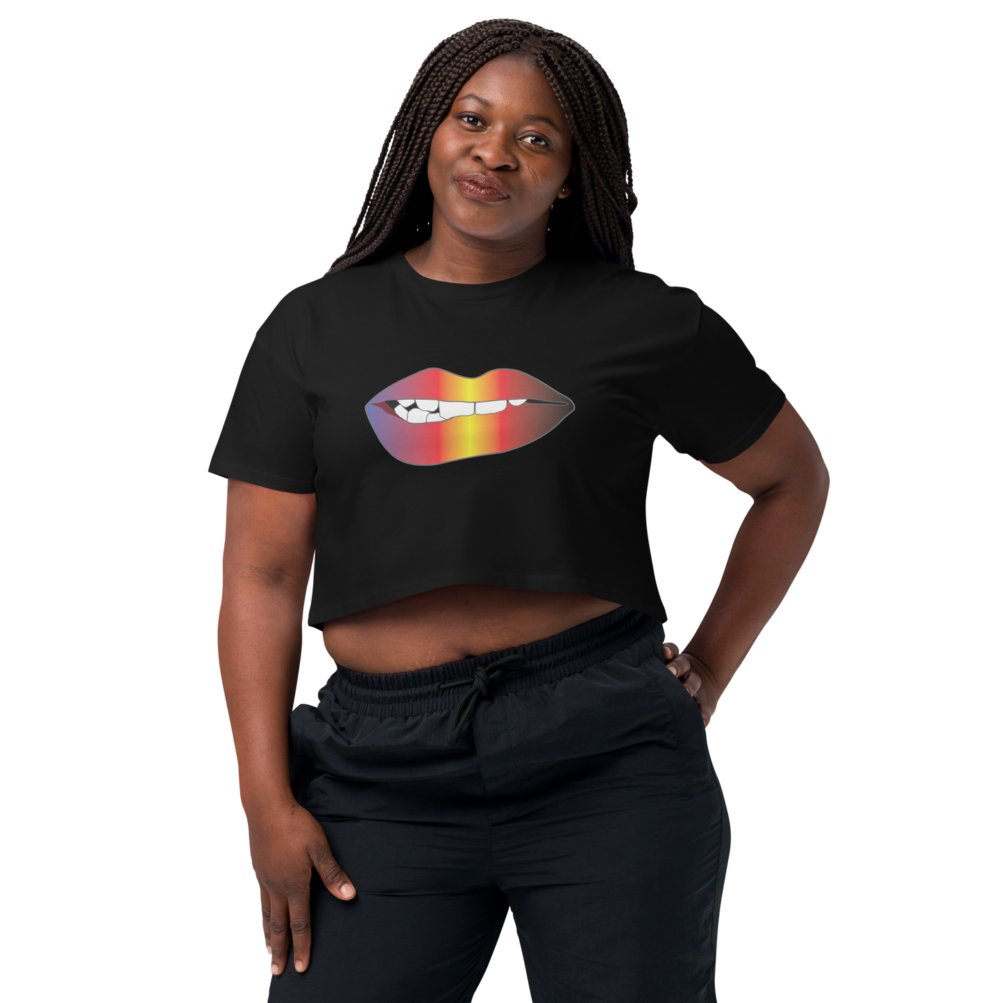 Biting Lips - Polyamory Pride - Gradient Women’s crop top