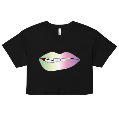 Biting Lips - Genderfae Pride - Gradient Women’s crop top