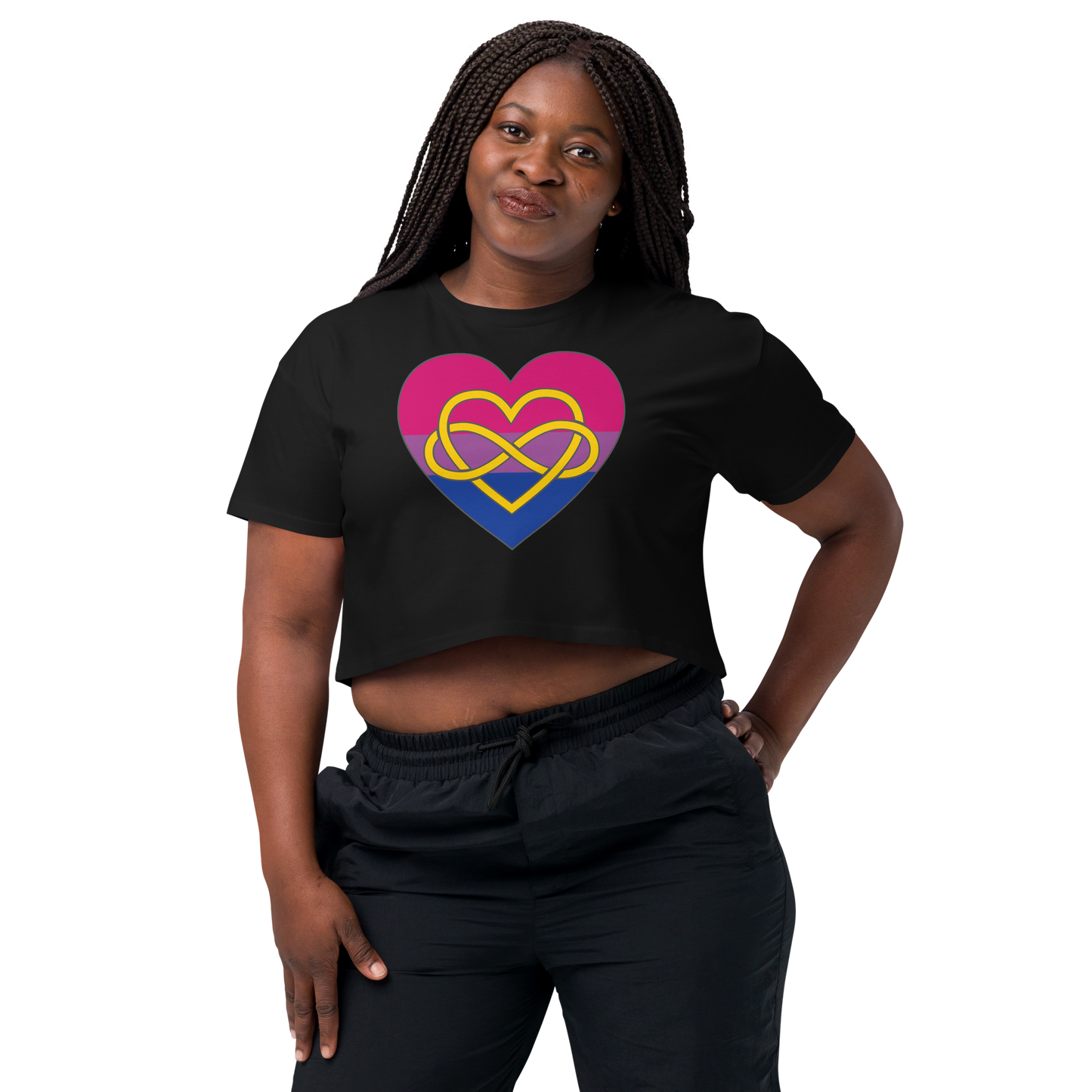 Polyamory Infinity Heart Bisexual Pride Women’s crop top