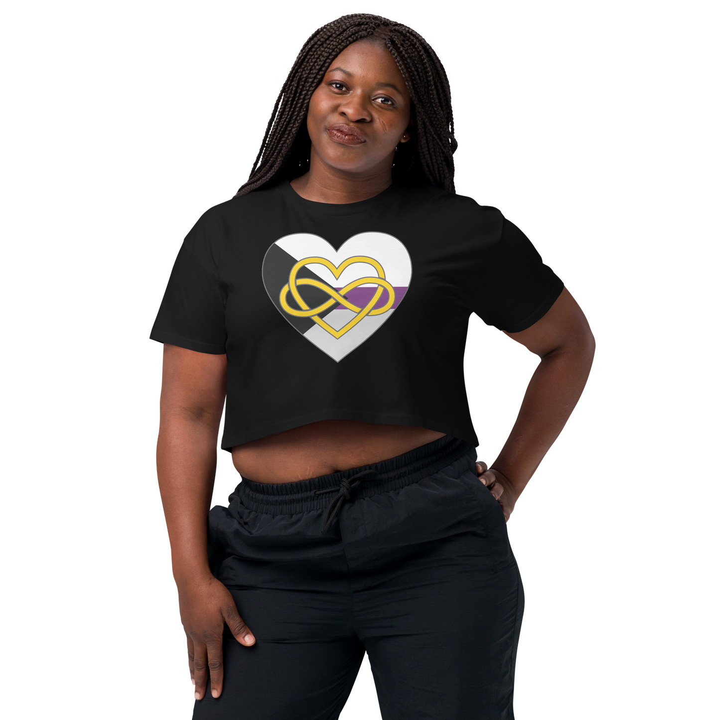 Polyamory Infinity Heart Demisexual Pride Women’s crop top