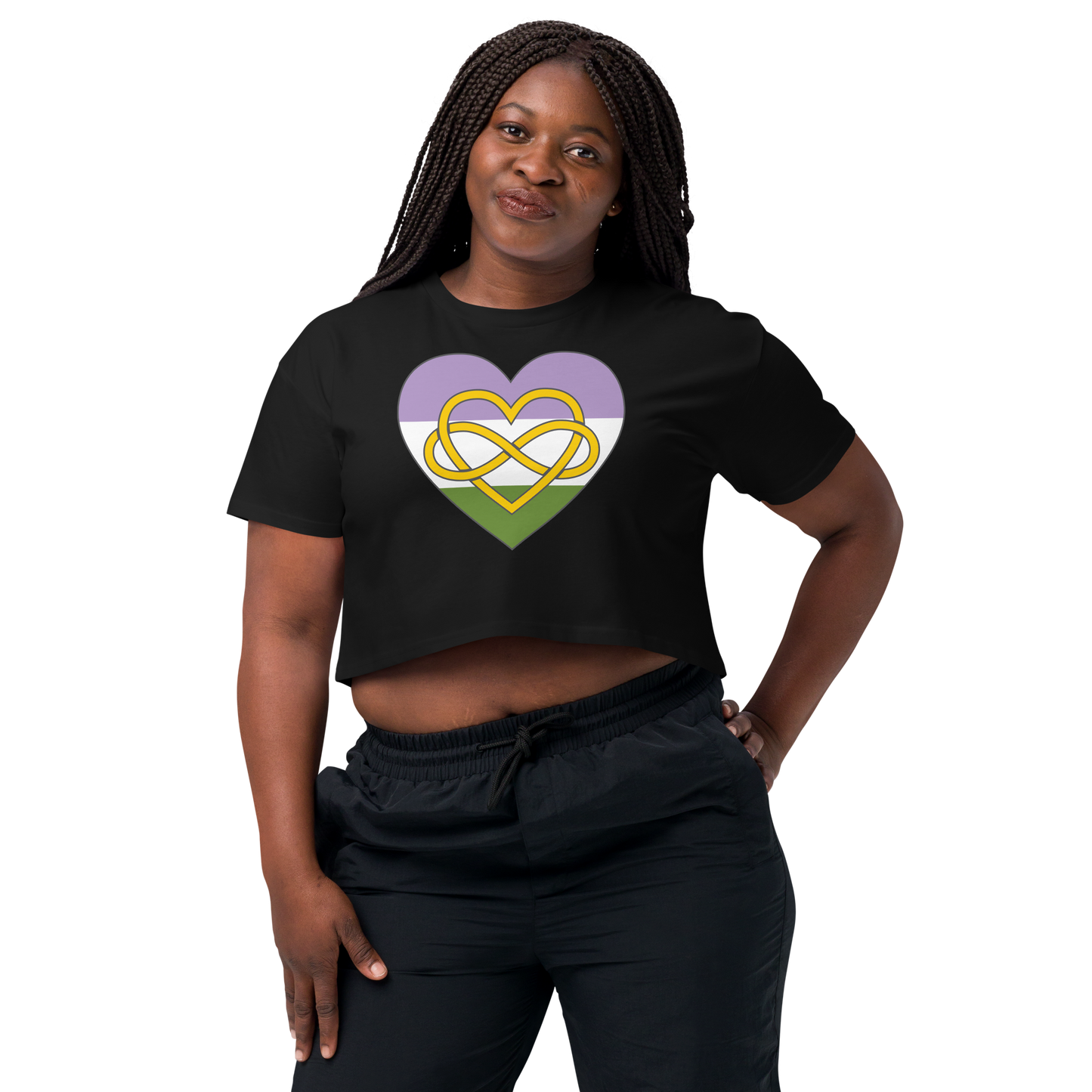 Polyamory Infinity Heart Genderqueer Pride Women’s crop top