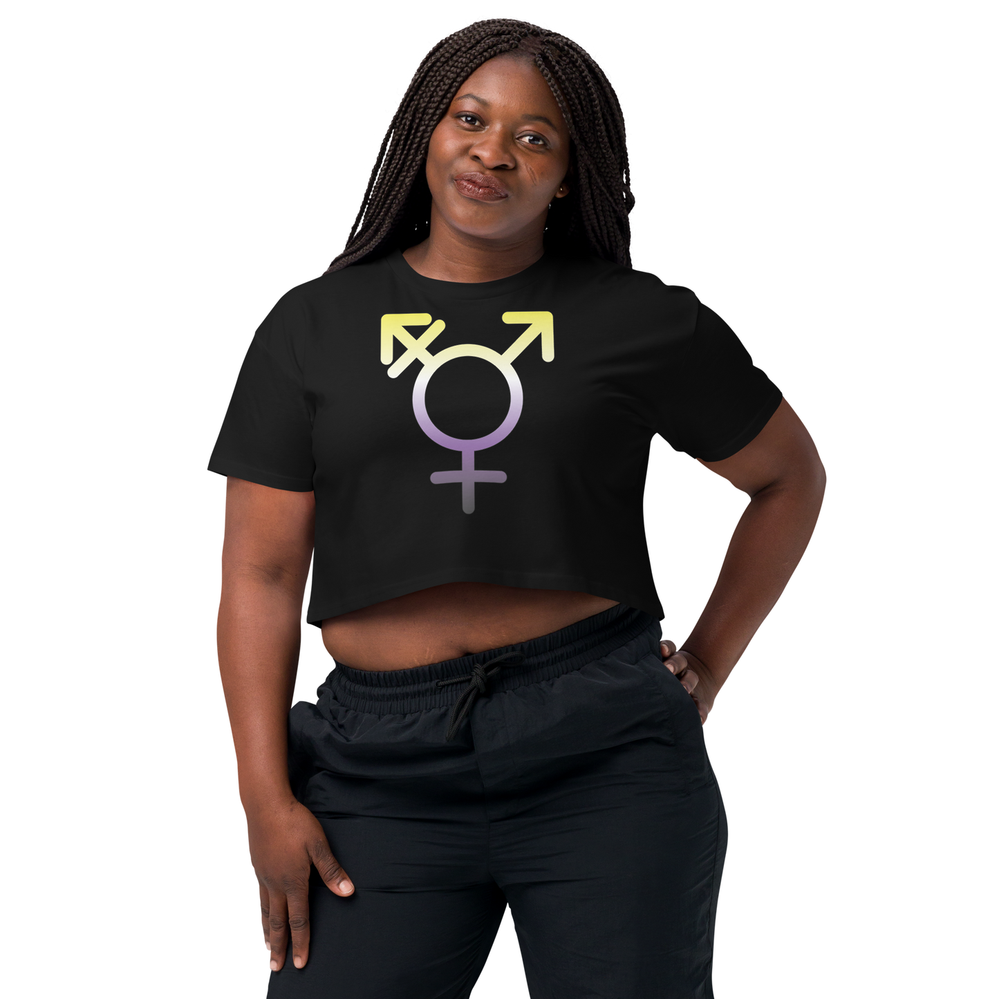 Transgender Symbol - Non-binary Pride Women’s crop top