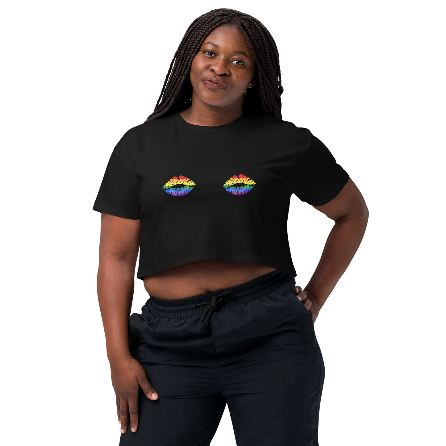 Rainbow Boob Kisses Women’s crop top