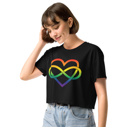 Polyamory Infinity Heart - Rainbow Women’s crop top