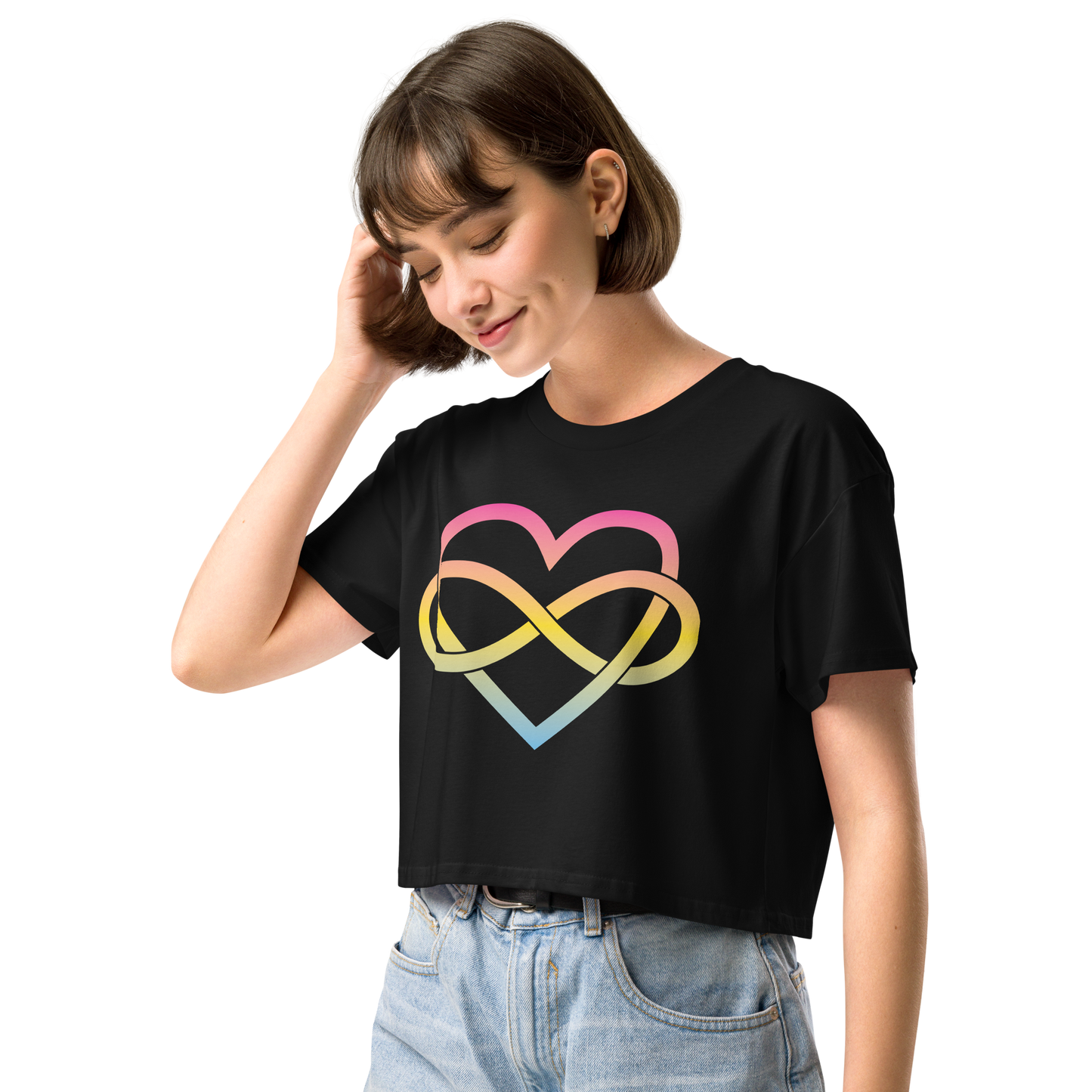 Polyamory Infinity Heart - Pansexual Women’s crop top