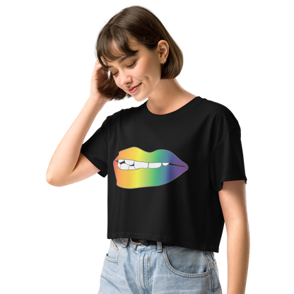 Biting Lips - Rainbow Pride - Gradient Women’s crop top