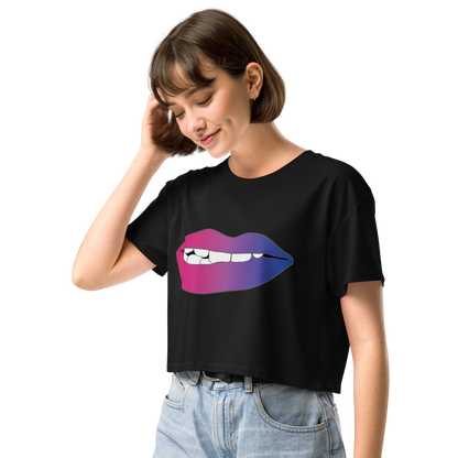 Biting Lips - Bisexual Pride - Gradient Women’s crop top