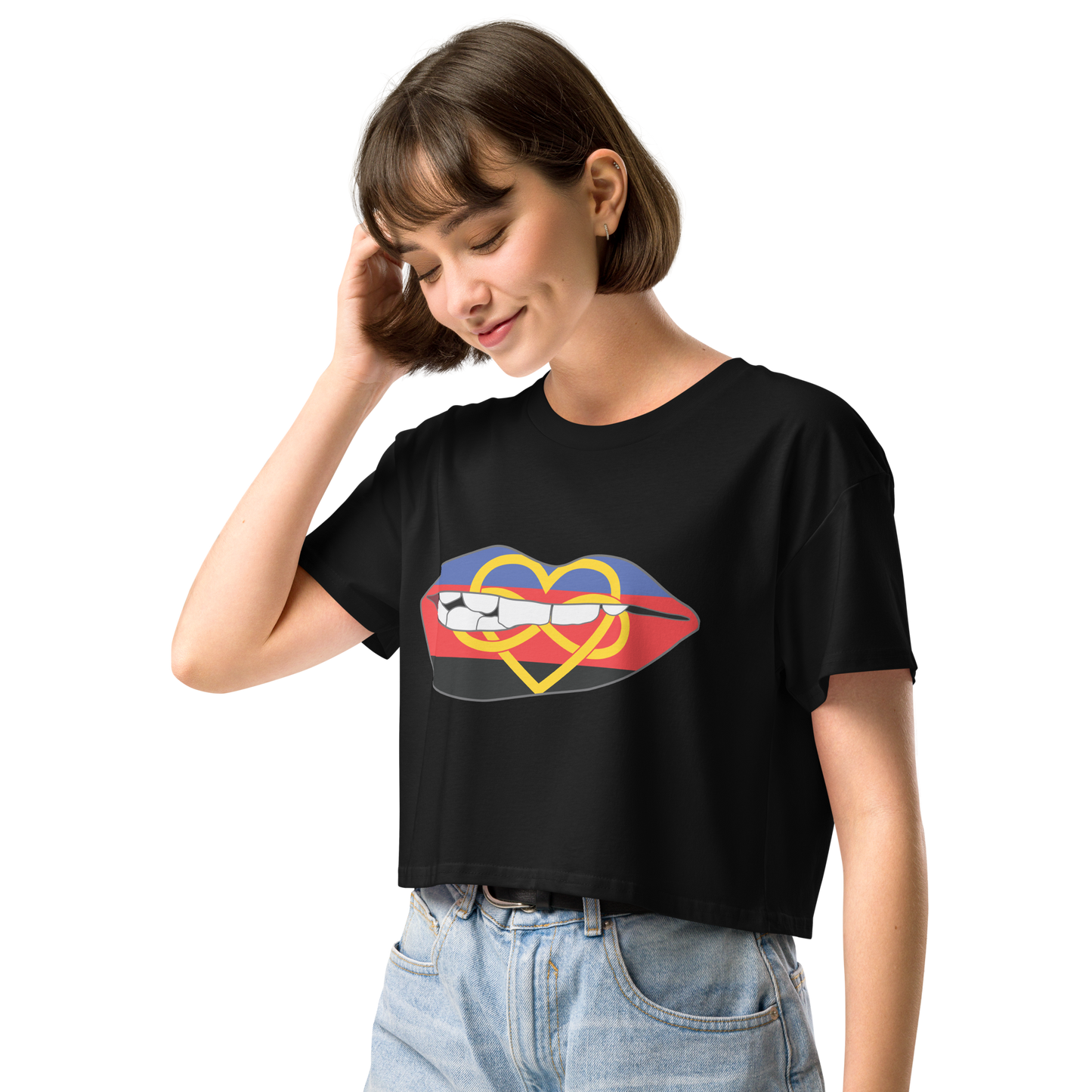 Biting Lips - Polyamory Flag Women’s crop top