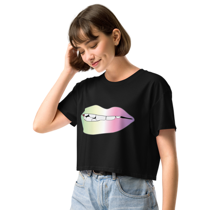 Biting Lips - Genderfae Pride - Gradient Women’s crop top