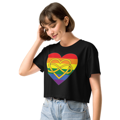 Polyamory Infinity Heart Rainbow Pride Women’s crop top