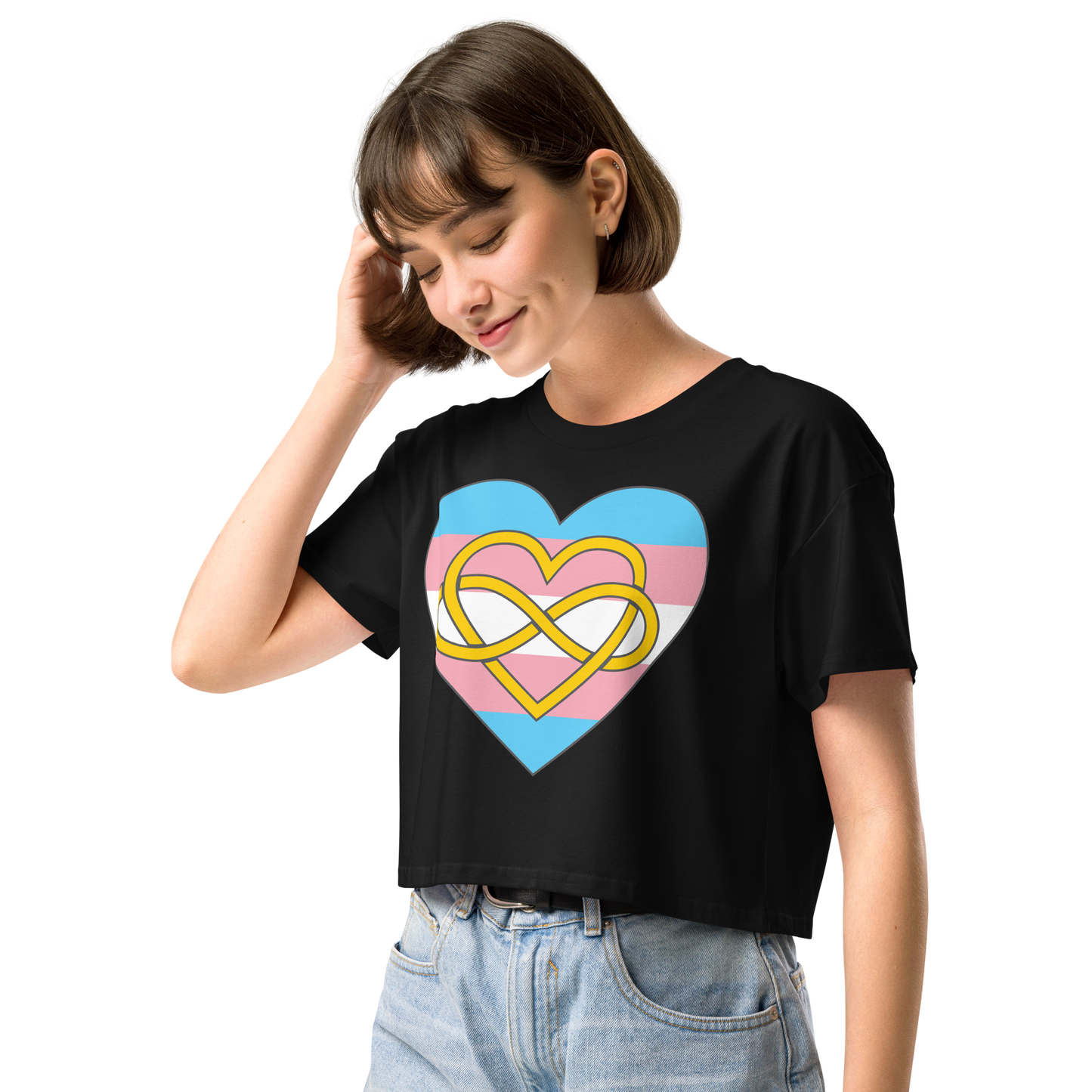 Polyamory Infinity Heart Trans Pride Women’s crop top