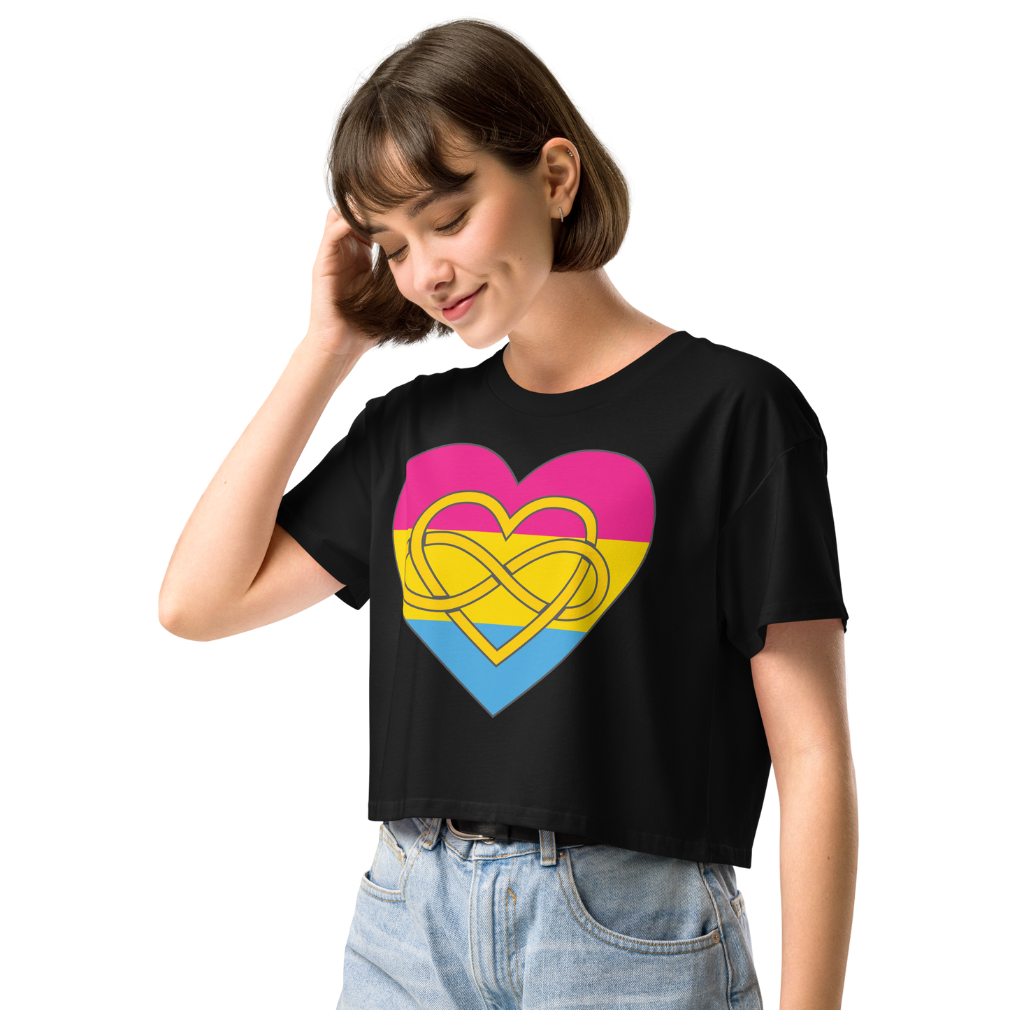 Polyamory Infinity Heart Pansexual Pride Women’s crop top